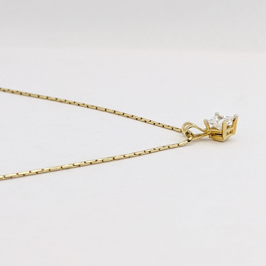 14K .45 CARAT TOTAL WEIGHT I1 H DIAMOND PRINCESS CUT ESTATE PENDANT &amp; CHAIN 2.9 GRAMS