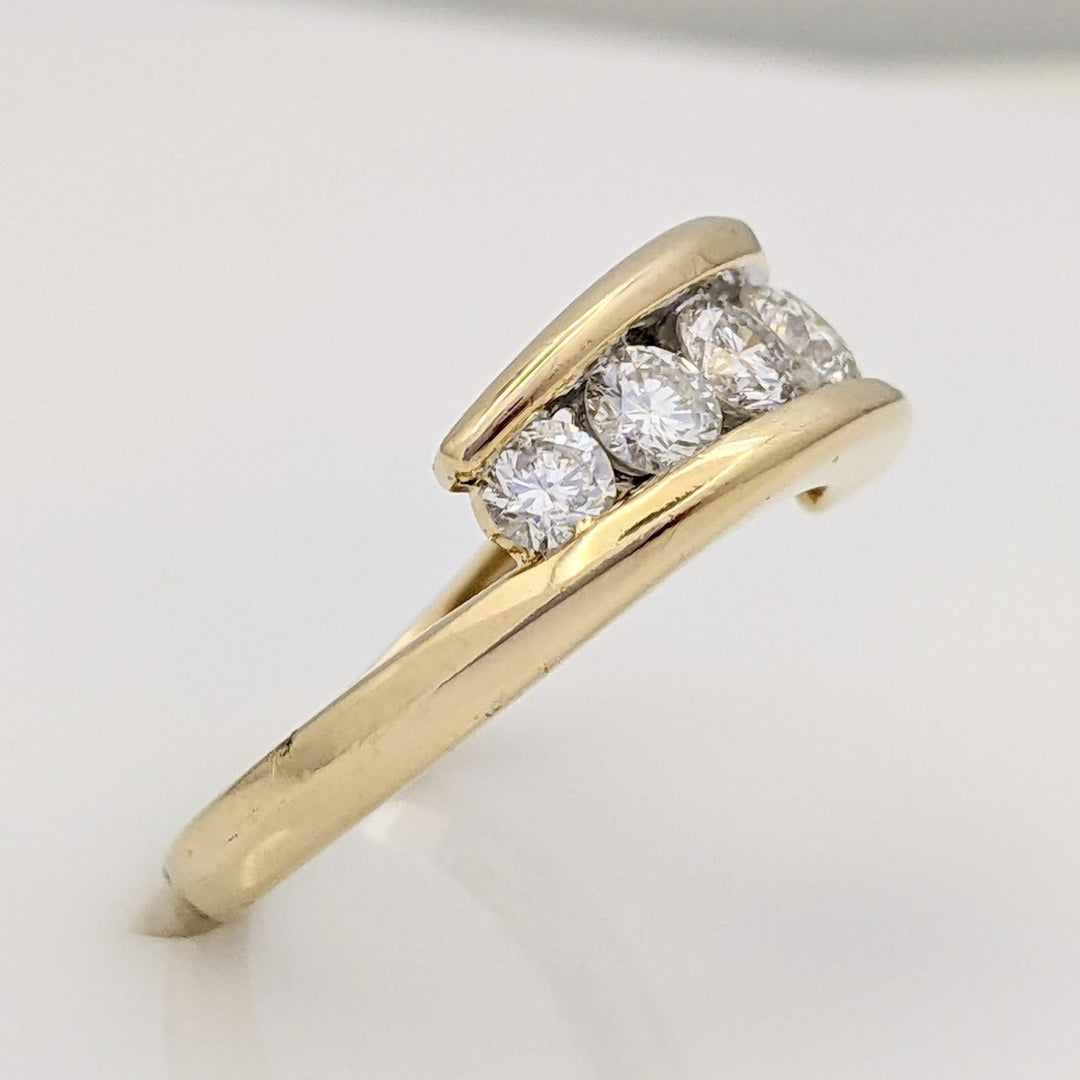 14K .83 CARAT TOTAL WEIGHT SI2 G DIAMOND ROUND (5) ESTATE BYPASS RING 3.5 GRAMS