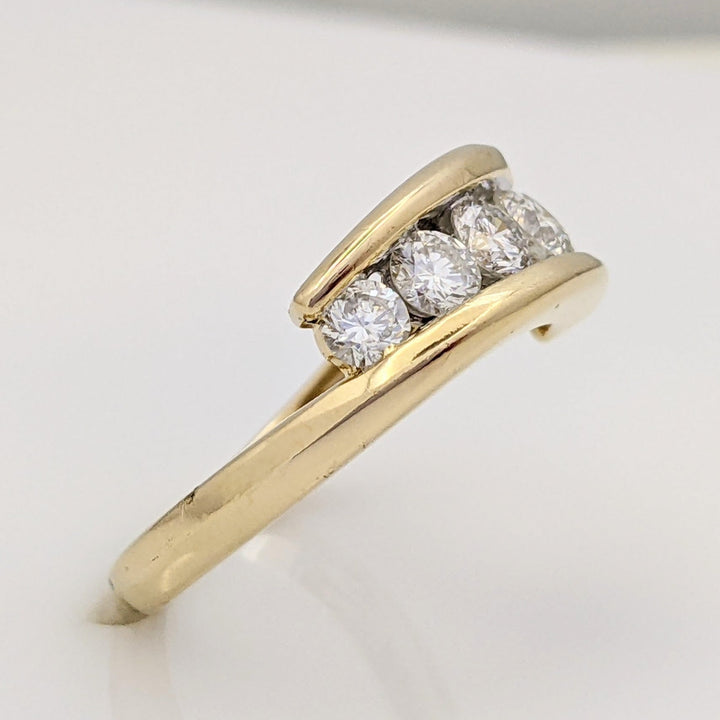 14K .83 CARAT TOTAL WEIGHT SI2 G DIAMOND ROUND (5) ESTATE BYPASS RING 3.5 GRAMS