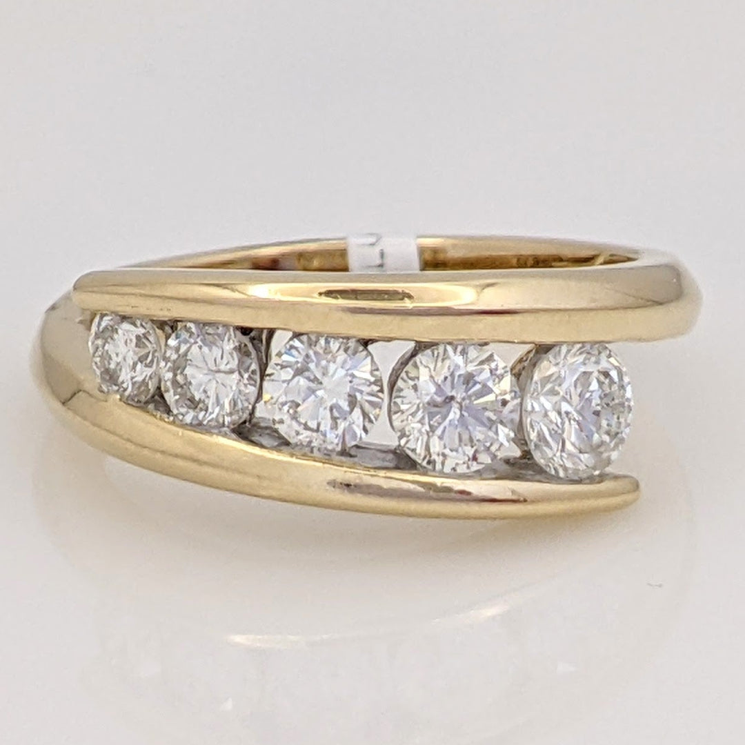 14K .83 CARAT TOTAL WEIGHT SI2 G DIAMOND ROUND (5) ESTATE BYPASS RING 3.5 GRAMS