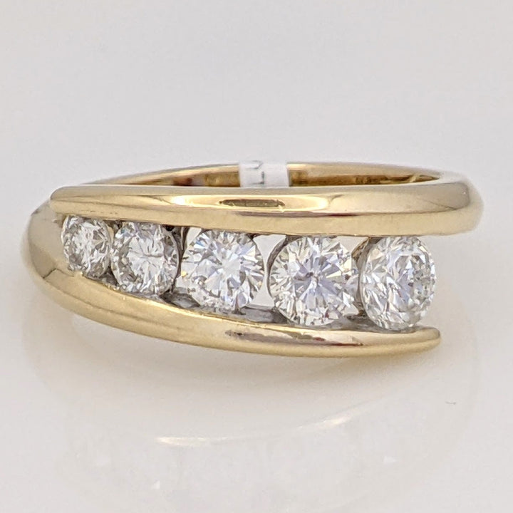 14K .83 CARAT TOTAL WEIGHT SI2 G DIAMOND ROUND (5) ESTATE BYPASS RING 3.5 GRAMS