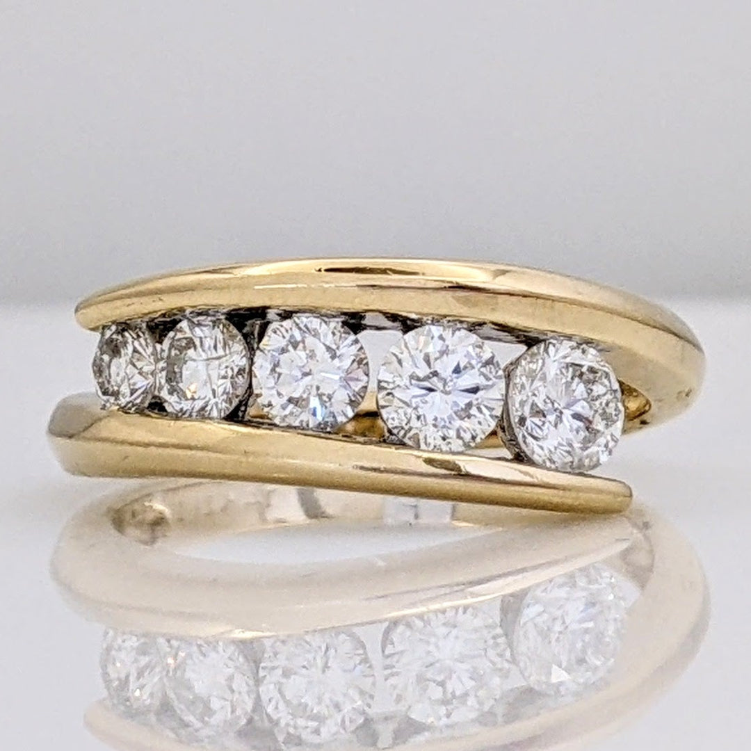 14K .83 CARAT TOTAL WEIGHT SI2 G DIAMOND ROUND (5) ESTATE BYPASS RING 3.5 GRAMS