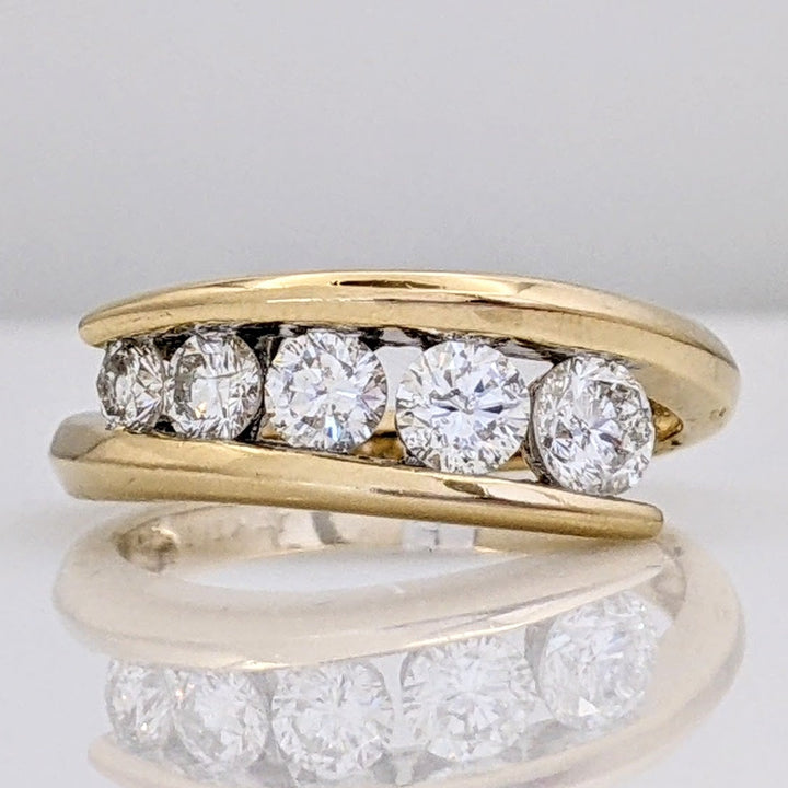 14K .83 CARAT TOTAL WEIGHT SI2 G DIAMOND ROUND (5) ESTATE BYPASS RING 3.5 GRAMS