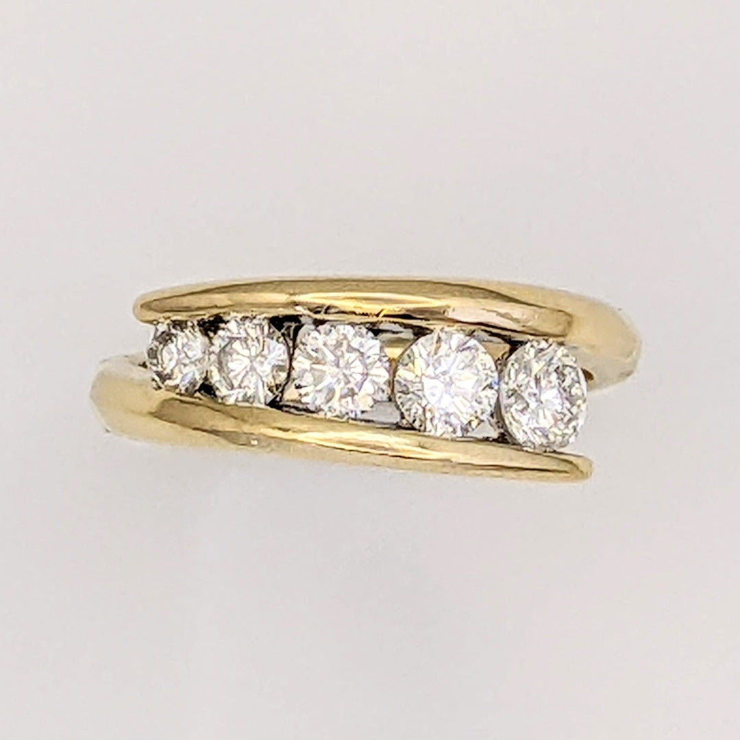 14K .83 CARAT TOTAL WEIGHT SI2 G DIAMOND ROUND (5) ESTATE BYPASS RING 3.5 GRAMS
