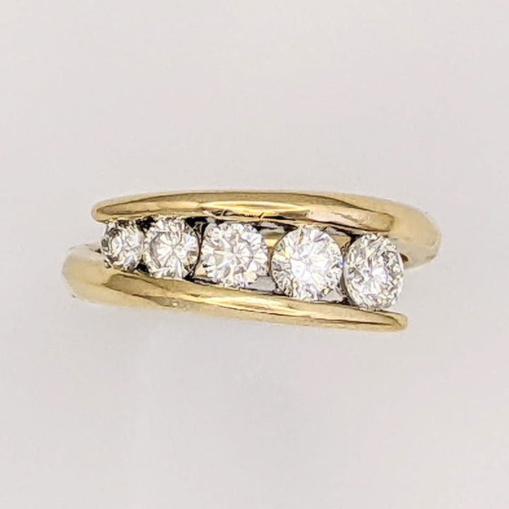 14K .83 CARAT TOTAL WEIGHT SI2 G DIAMOND ROUND (5) ESTATE BYPASS RING 3.5 GRAMS