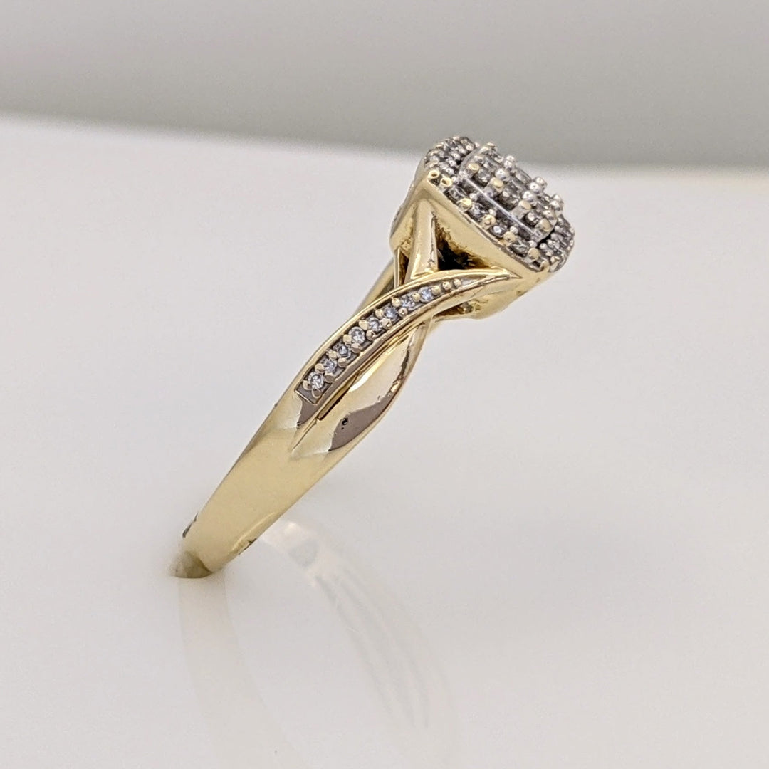 14K .25 CARAT TOTAL WEIGHT SI1 H DIAMOND ROUND (36) CLUSTER TWIST ESTATE RING 4.0 GRAMS
