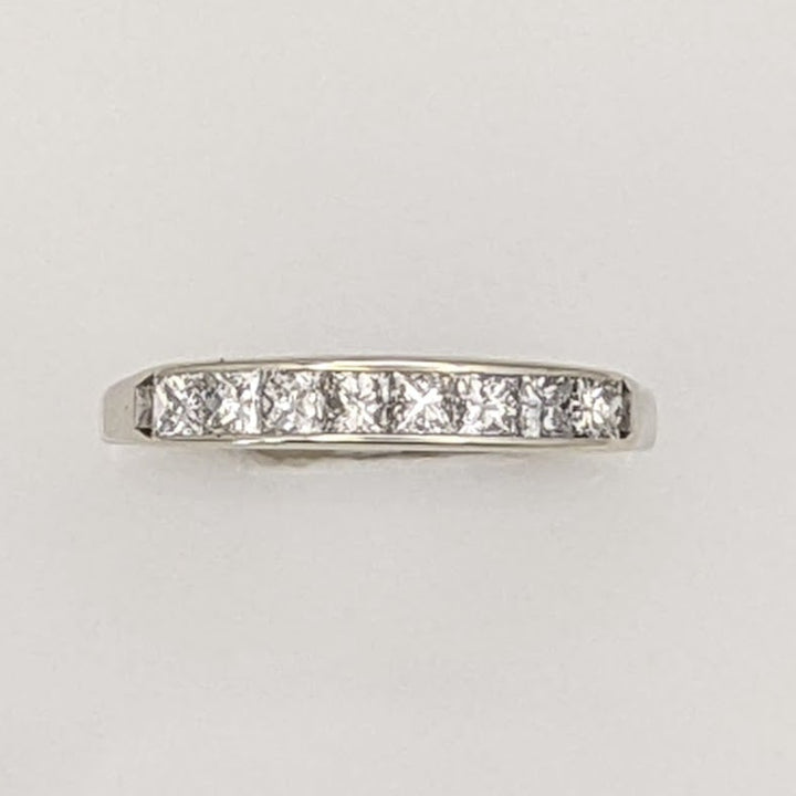 14K WHITE .49 CARAT TOTAL WEIGHT SI2 H DIAMOND PRINCESS CUT (8) ESTATE CHANNEL-SET BAND 1.6 GRAMS