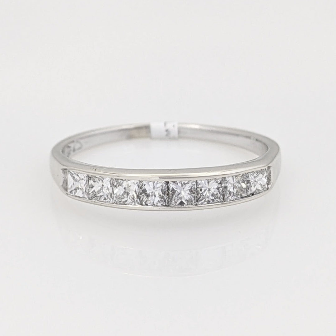 14K WHITE .49 CARAT TOTAL WEIGHT SI2 H DIAMOND PRINCESS CUT (8) ESTATE CHANNEL-SET BAND 1.6 GRAMS