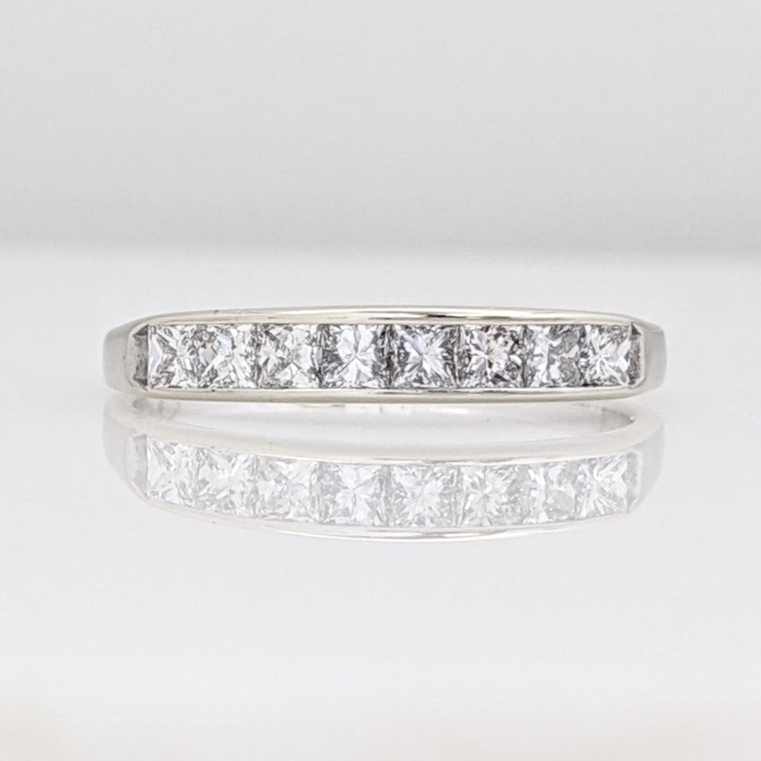 14K WHITE .49 CARAT TOTAL WEIGHT SI2 H DIAMOND PRINCESS CUT (8) ESTATE CHANNEL-SET BAND 1.6 GRAMS