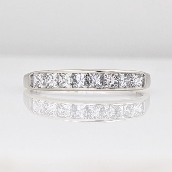 14K WHITE .49 CARAT TOTAL WEIGHT SI2 H DIAMOND PRINCESS CUT (8) ESTATE CHANNEL-SET BAND 1.6 GRAMS
