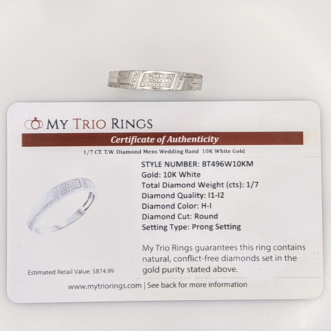 10K WHITE .14 CARAT TOTAL WEIGHT DIAMOND ROUND MULTI-ROW ESATE BAND 4.3 GRAMS