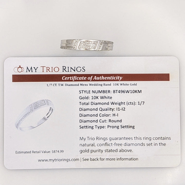 10K WHITE .14 CARAT TOTAL WEIGHT DIAMOND ROUND MULTI-ROW ESATE BAND 4.3 GRAMS