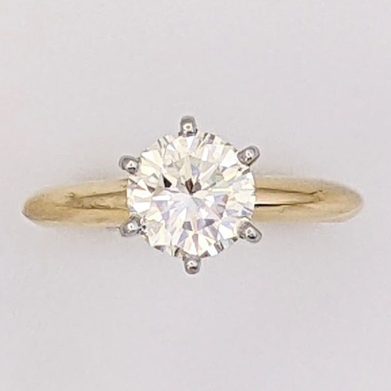 14K .98 CARAT TOTAL VS2 J DIAMOND ROUND ESTATE SOLITAIRE RING 2.9 GRAMS