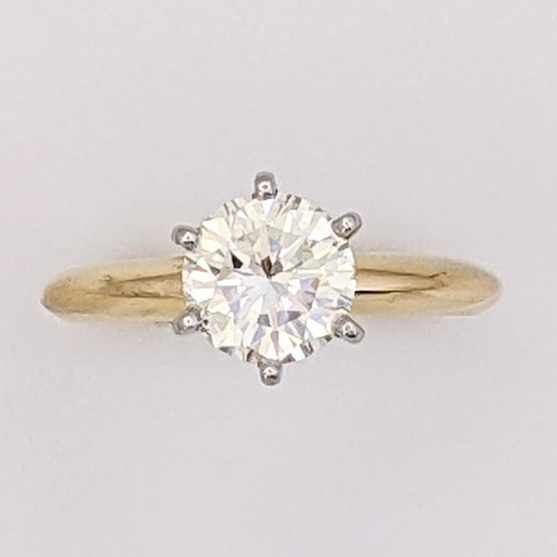14K .90 CARAT TOTAL I1 H DIAMOND ROUND ESTATE SOLITAIRE RING 2.1 GRAMS