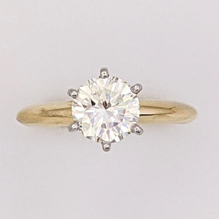 14K .90 CARAT TOTAL I1 H DIAMOND ROUND ESTATE SOLITAIRE RING 2.1 GRAMS
