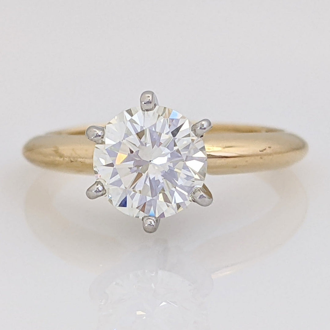 14K .98 CARAT TOTAL VS2 J DIAMOND ROUND ESTATE SOLITAIRE RING 2.9 GRAMS