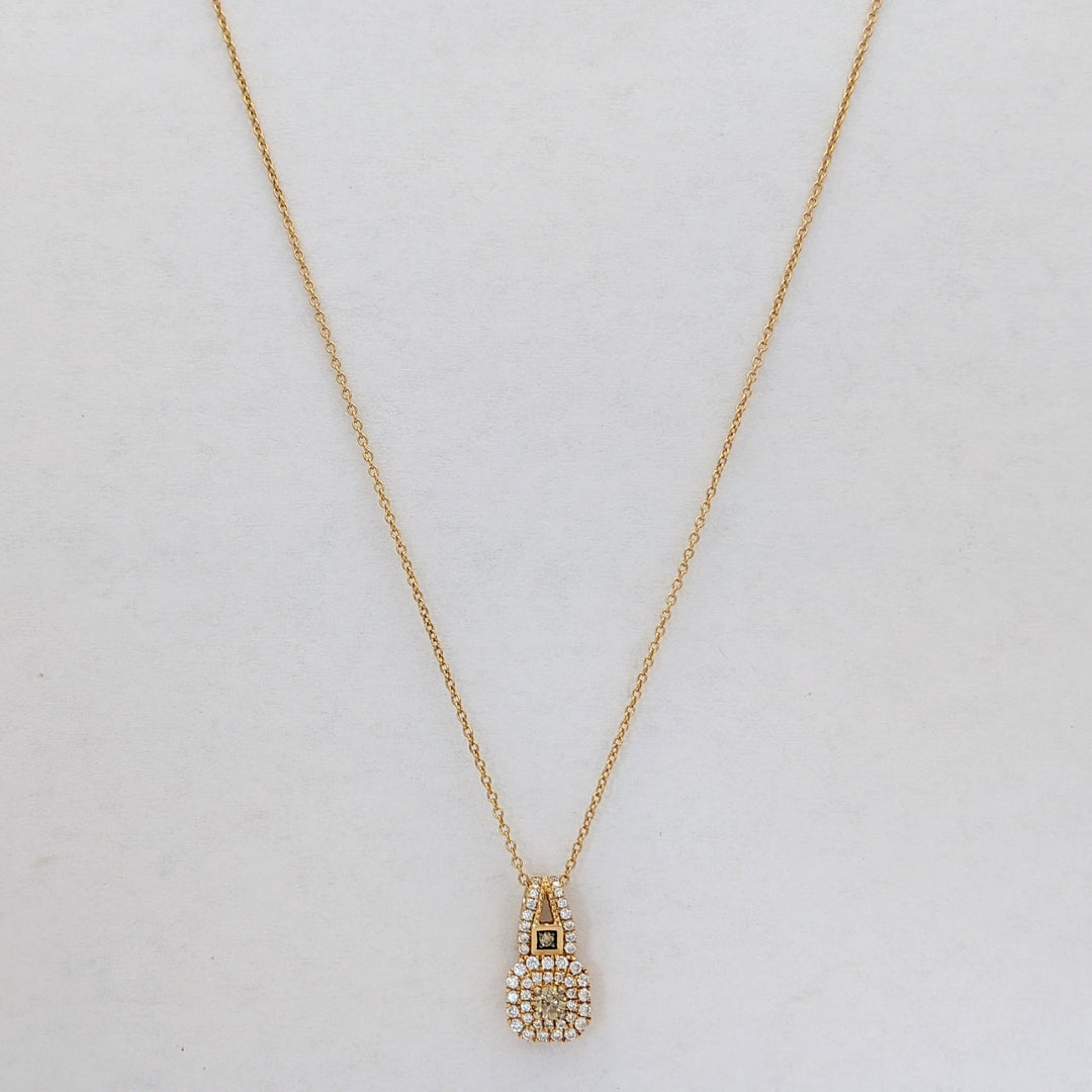 14K ROSE .29 CARAT TOTAL WEIGHT SI2 H DIAMOND ROUND (48) BROWN (1) "LEVIAN" ESTATE PENDANT &amp; CHAIN 2.9 GRAMS
