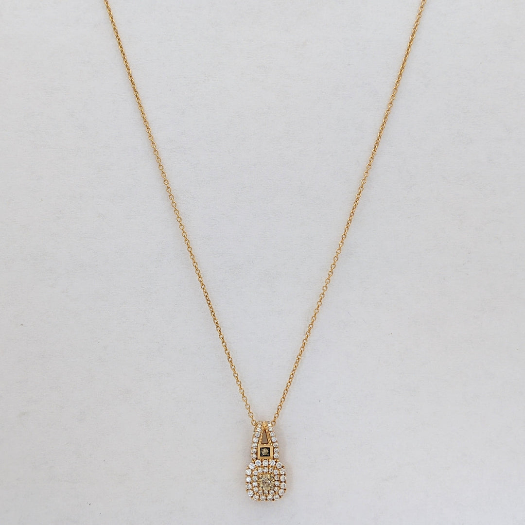 14K ROSE .29 CARAT TOTAL WEIGHT SI2 H DIAMOND ROUND (48) BROWN (1) "LEVIAN" ESTATE PENDANT &amp; CHAIN 2.9 GRAMS