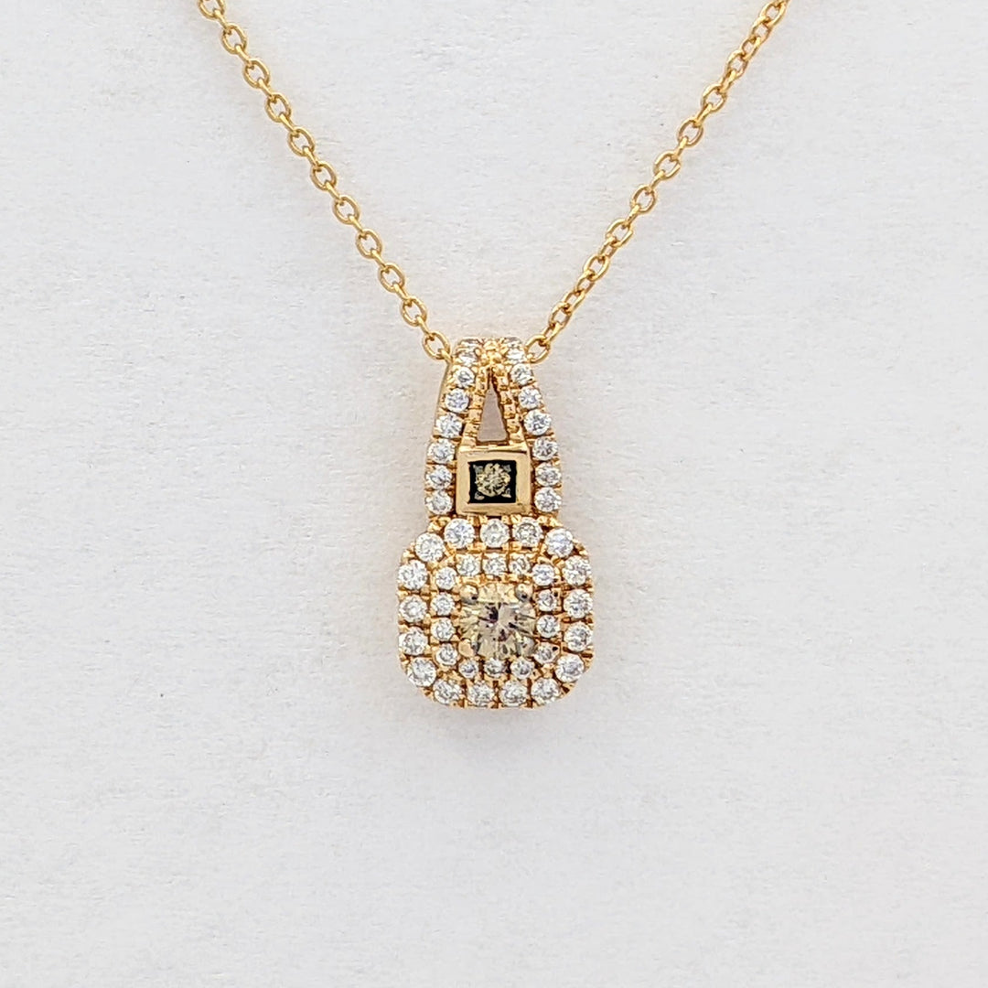 14K ROSE .29 CARAT TOTAL WEIGHT SI2 H DIAMOND ROUND (48) BROWN (1) "LEVIAN" ESTATE PENDANT &amp; CHAIN 2.9 GRAMS