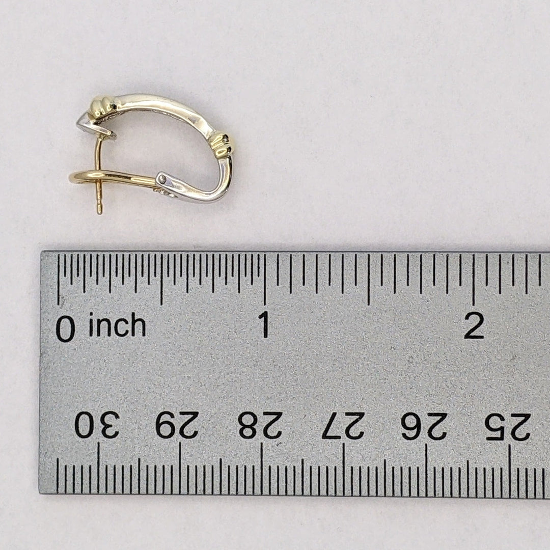 14K TWO-TONE .42 CARAT TOTAL WEGIHT SI2 I DIAMOND ROUND (14) OMEGA ESTATE EARRINGS 5.3 GRAMS