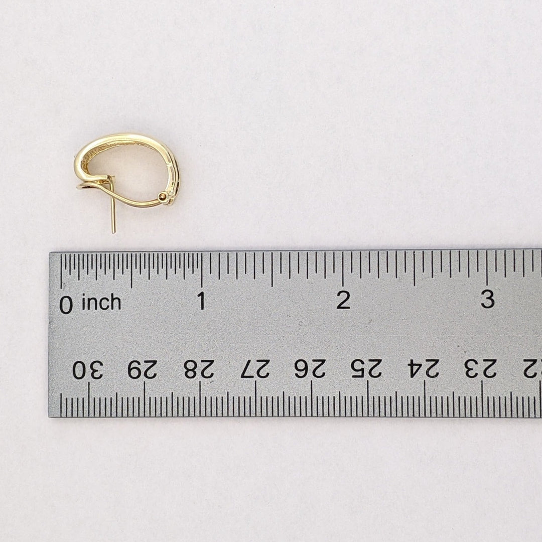 14K .72 CARAT TOTAL WEIGHT SI2 H DIAMOND ROUND (36) 2-ROW OMEGA ESTATE EARRINGS 5.9 GRAMS