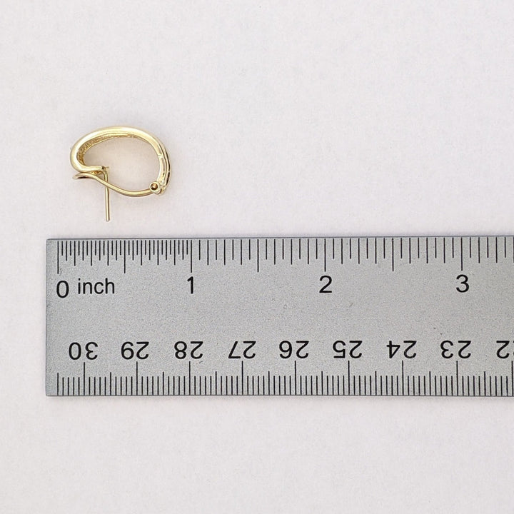 14K .72 CARAT TOTAL WEIGHT SI2 H DIAMOND ROUND (36) 2-ROW OMEGA ESTATE EARRINGS 5.9 GRAMS