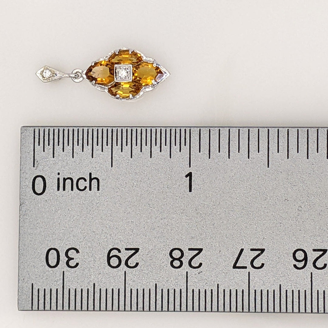 14K WHITE CITRINE MARQUISE (8) WITH (4) MELEE ESTATE EARRINGS 2.8 GRAMS