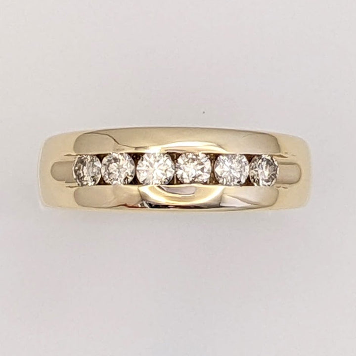 14K .56 CARAT TOTAL WEIGHT SI2 I DIAMOND ROUND (6) ESTATE CHANNEL BAND 5.7 GRAMS
