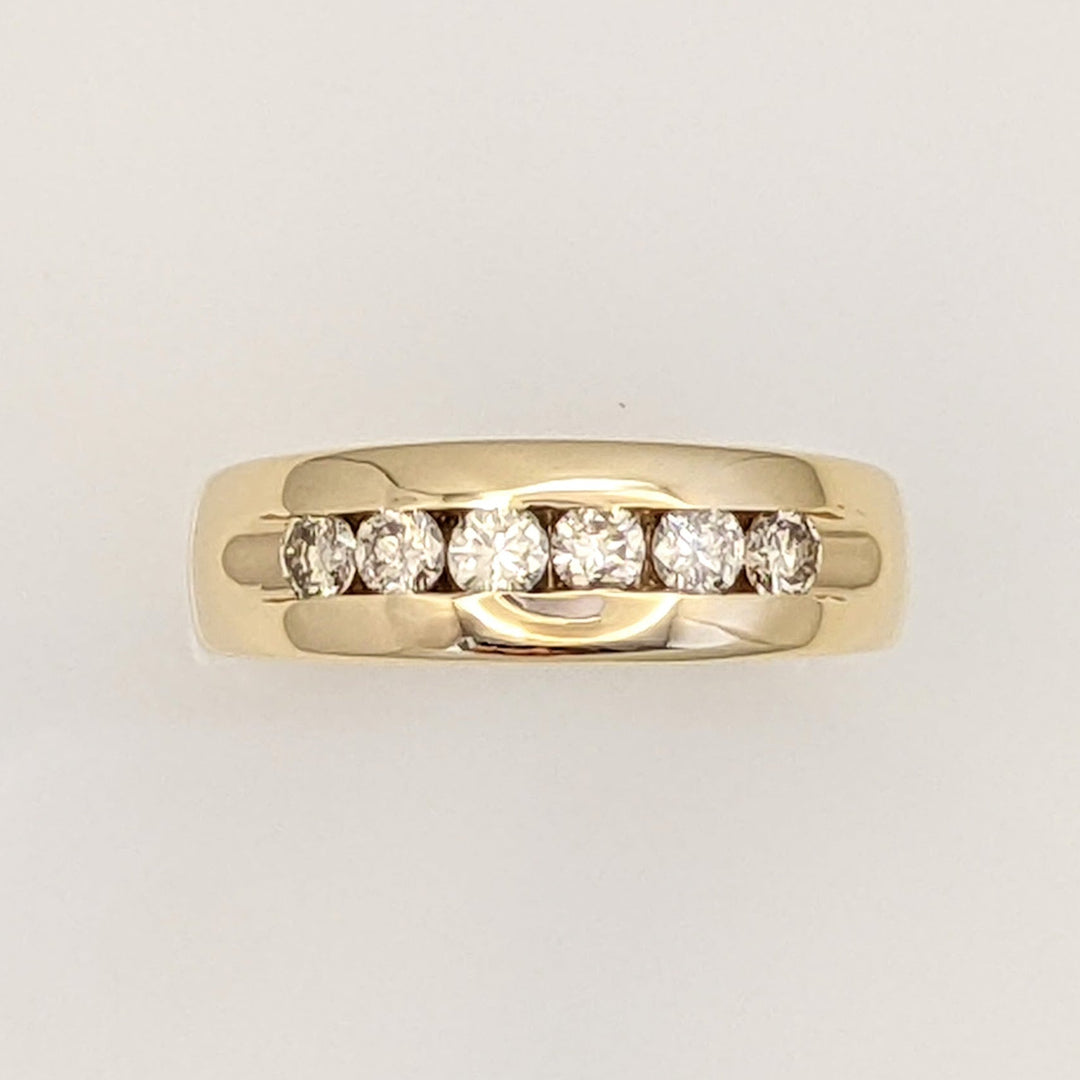 14K .56 CARAT TOTAL WEIGHT SI2 I DIAMOND ROUND (6) ESTATE CHANNEL BAND 5.7 GRAMS