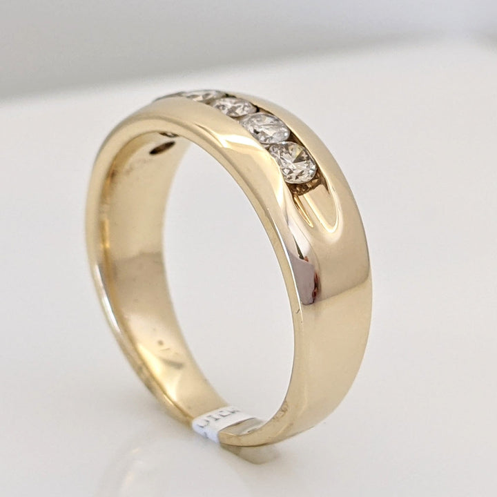14K .56 CARAT TOTAL WEIGHT SI2 I DIAMOND ROUND (6) ESTATE CHANNEL BAND 5.7 GRAMS