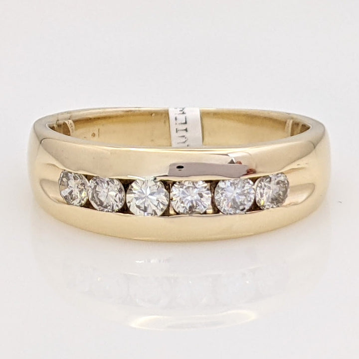 14K .56 CARAT TOTAL WEIGHT SI2 I DIAMOND ROUND (6) ESTATE CHANNEL BAND 5.7 GRAMS