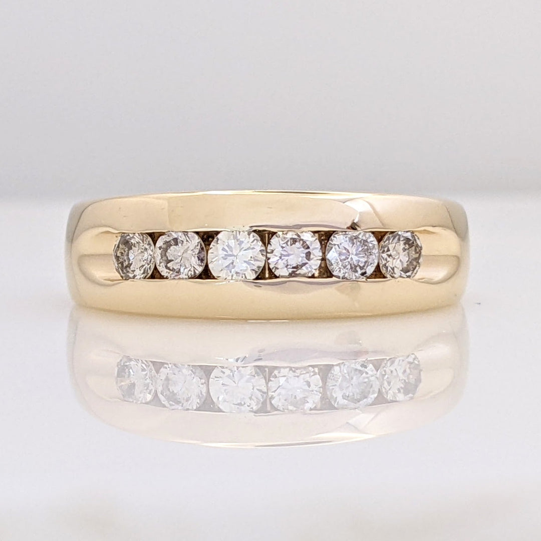 14K .56 CARAT TOTAL WEIGHT SI2 I DIAMOND ROUND (6) ESTATE CHANNEL BAND 5.7 GRAMS