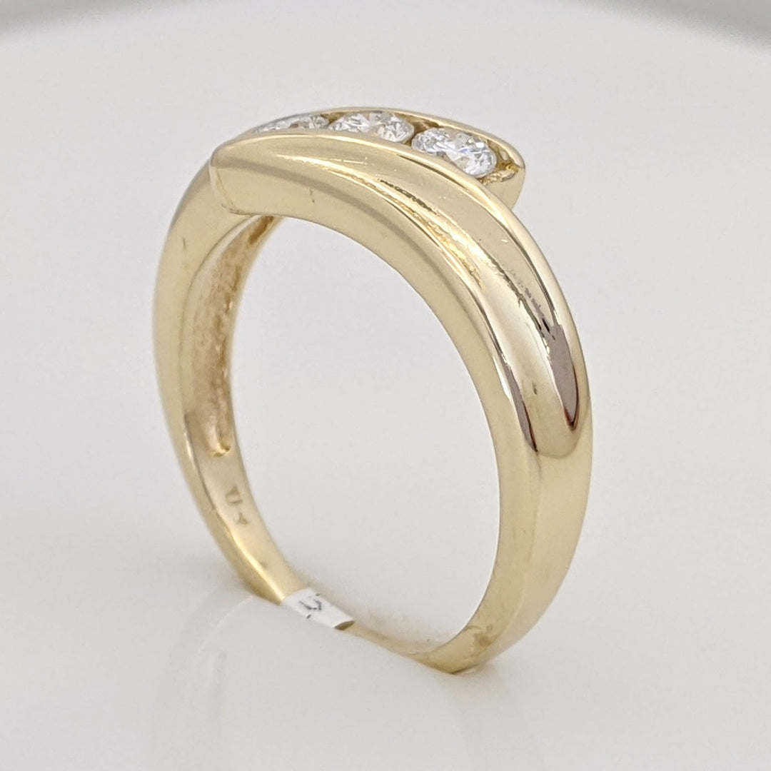 14K .24 CARAT TOTAL WEIGHT SI2 H DIAMOND ROUND (3) ESTATE BYPASS RING 3.2 GRAMS