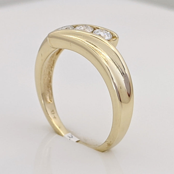 14K .24 CARAT TOTAL WEIGHT SI2 H DIAMOND ROUND (3) ESTATE BYPASS RING 3.2 GRAMS