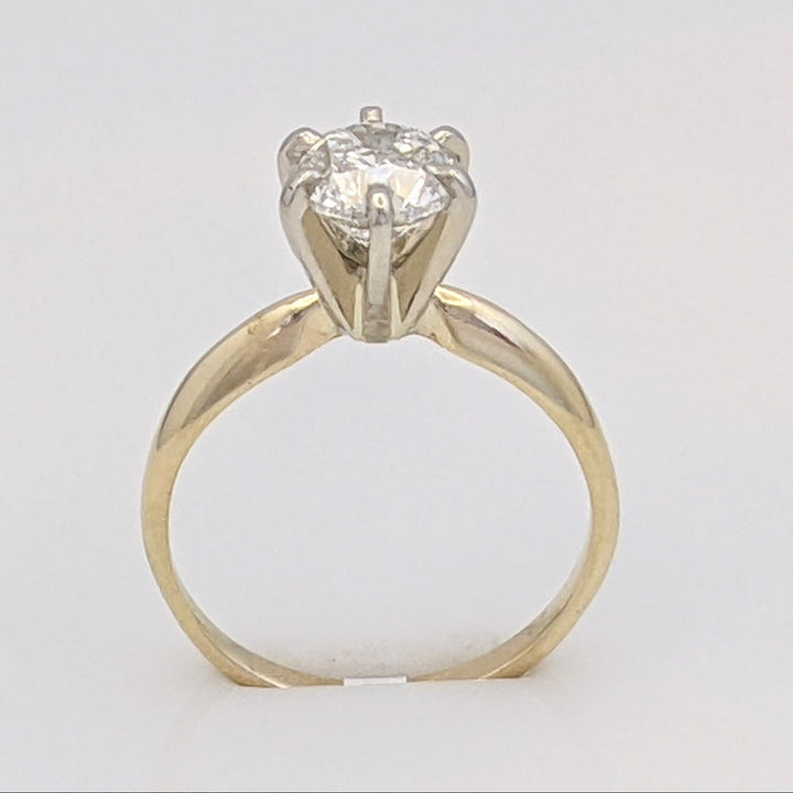 14K .90 CARAT TOTAL I1 H DIAMOND ROUND ESTATE SOLITAIRE RING 2.1 GRAMS