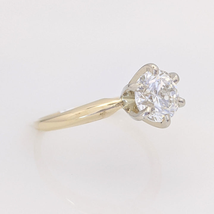 14K .90 CARAT TOTAL I1 H DIAMOND ROUND ESTATE SOLITAIRE RING 2.1 GRAMS
