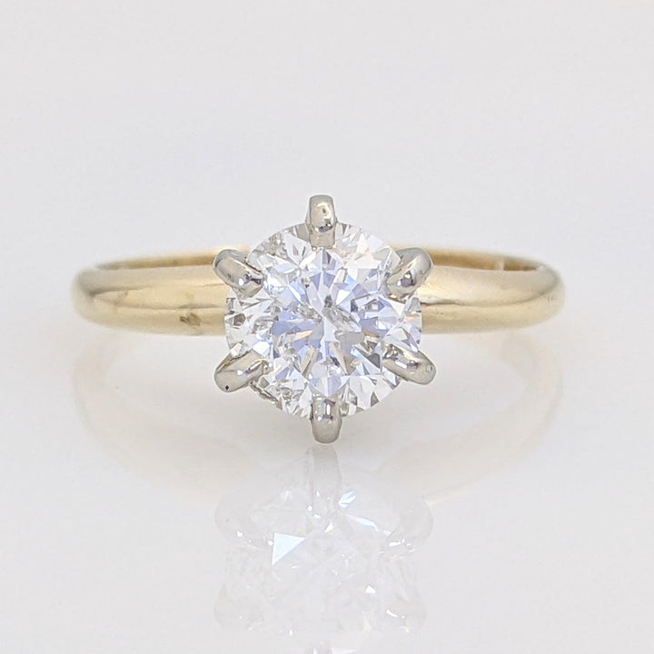 14K .90 CARAT TOTAL I1 H DIAMOND ROUND ESTATE SOLITAIRE RING 2.1 GRAMS