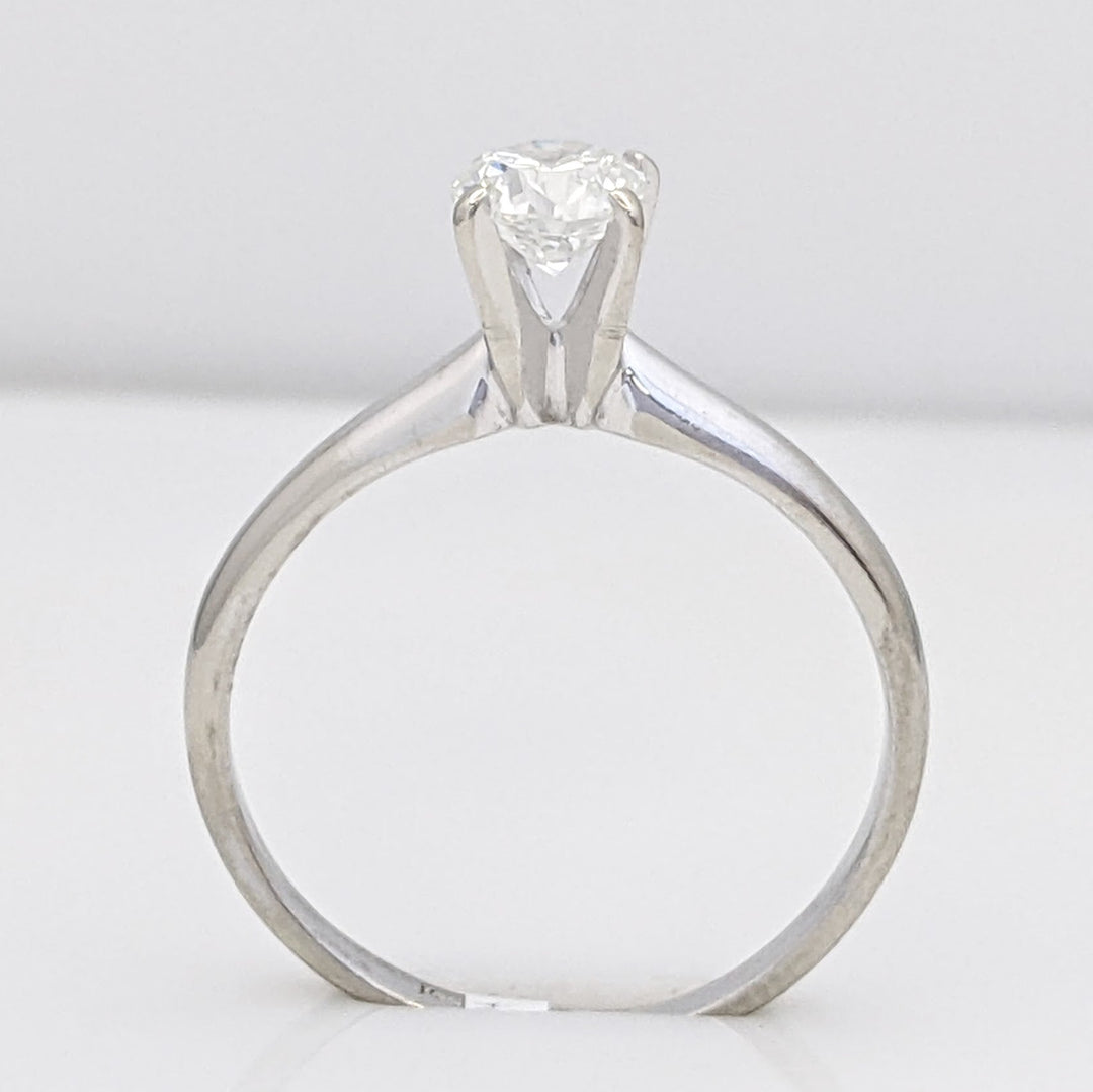 14K WHITE .61 CARAT TOTAL SI2 G DIAMOND ROUND ESTATE SOLITAIRE RING 2.3 GRAMS