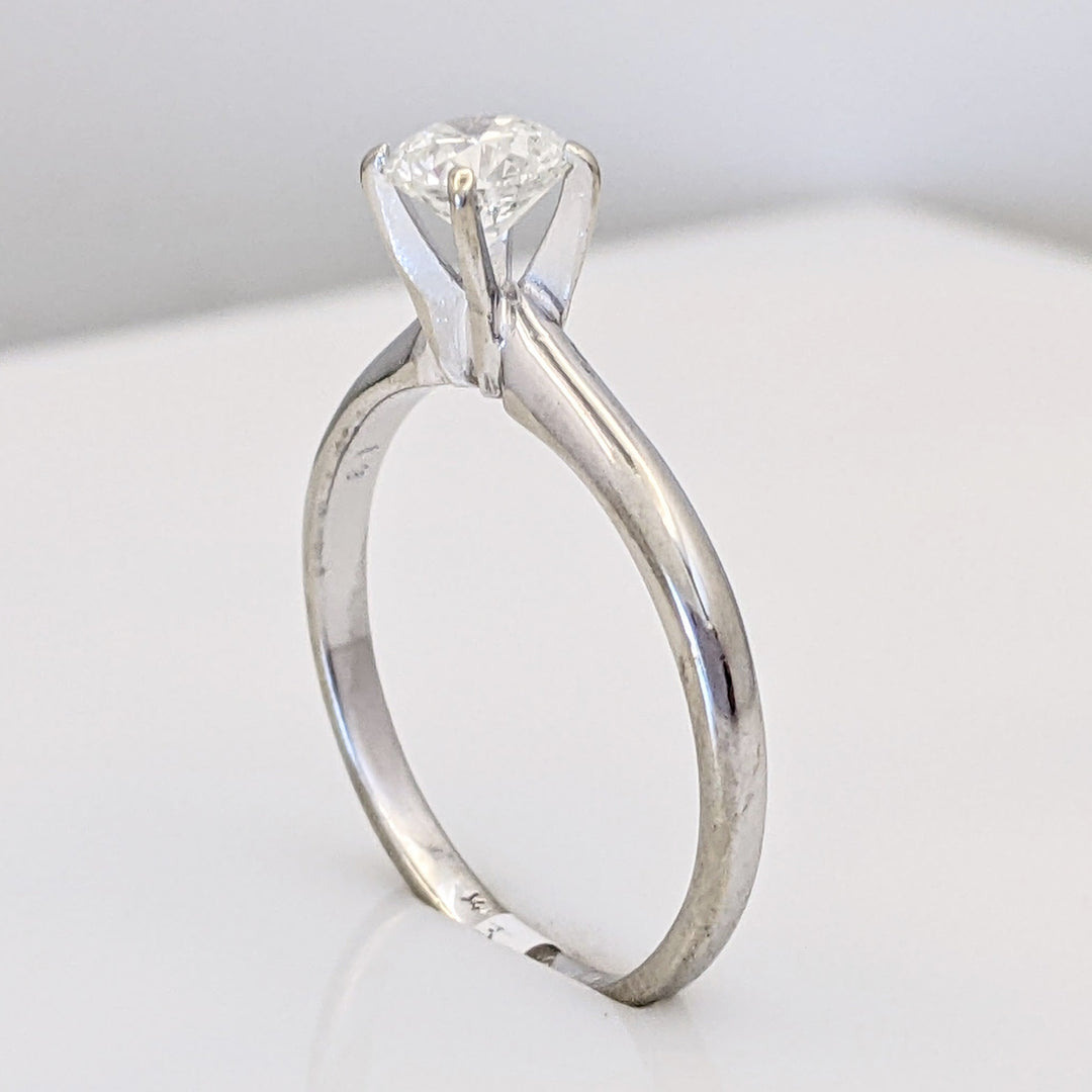 14K WHITE .61 CARAT TOTAL SI2 G DIAMOND ROUND ESTATE SOLITAIRE RING 2.3 GRAMS