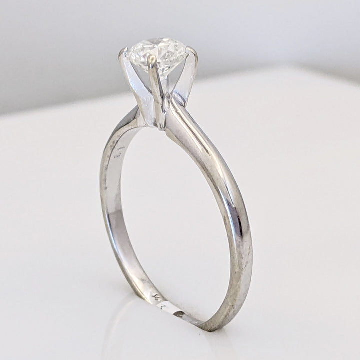 14K WHITE .61 CARAT TOTAL SI2 G DIAMOND ROUND ESTATE SOLITAIRE RING 2.3 GRAMS