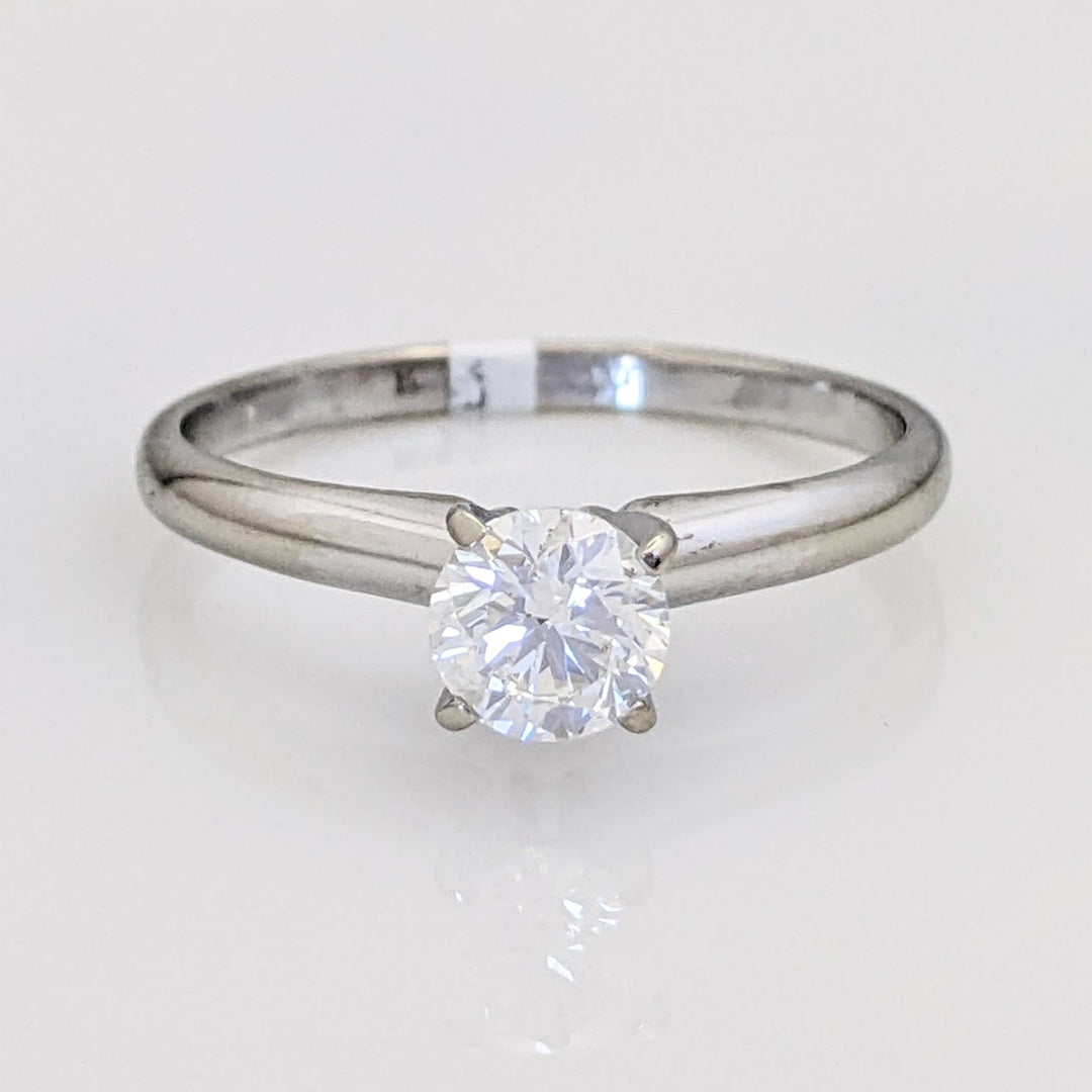 14K WHITE .61 CARAT TOTAL SI2 G DIAMOND ROUND ESTATE SOLITAIRE RING 2.3 GRAMS