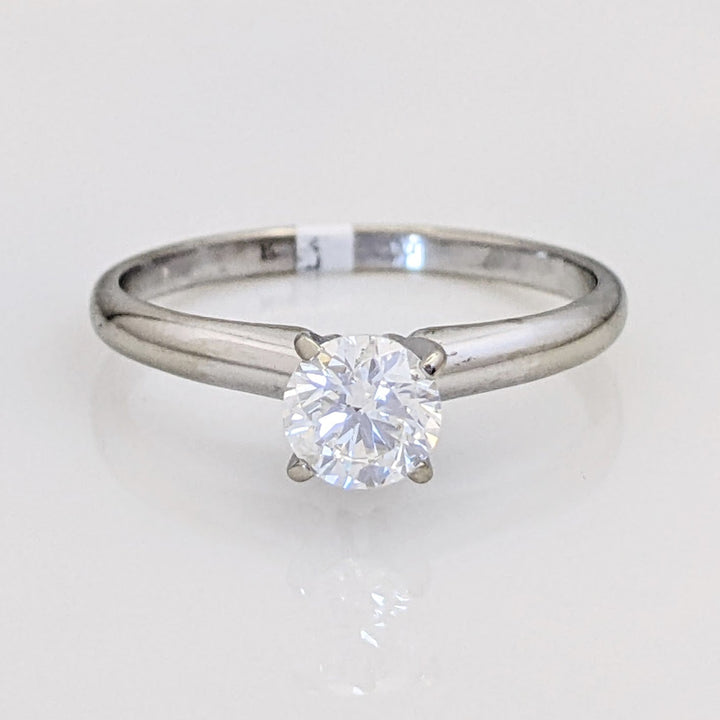 14K WHITE .61 CARAT TOTAL SI2 G DIAMOND ROUND ESTATE SOLITAIRE RING 2.3 GRAMS