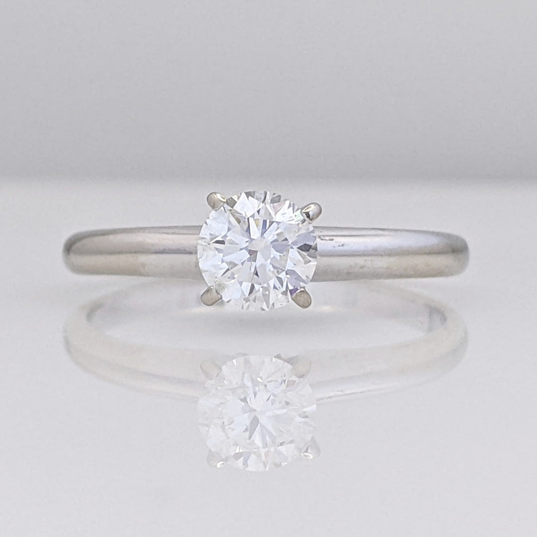 14K WHITE .61 CARAT TOTAL SI2 G DIAMOND ROUND ESTATE SOLITAIRE RING 2.3 GRAMS