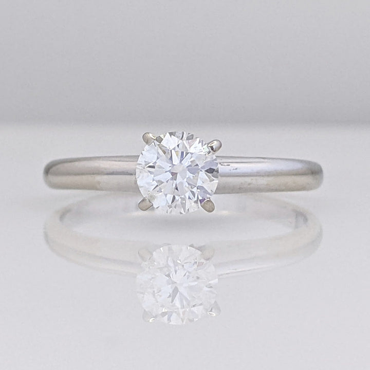 14K WHITE .61 CARAT TOTAL SI2 G DIAMOND ROUND ESTATE SOLITAIRE RING 2.3 GRAMS