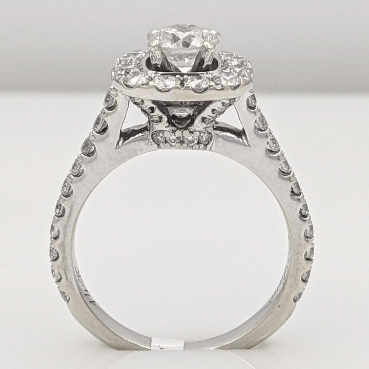 14K WHITE 1.13 CARAT TOTAL WEIGHT SI2 H DIAMOND ROUND (53) ESTATE HALO RING 3.9 GRAMS