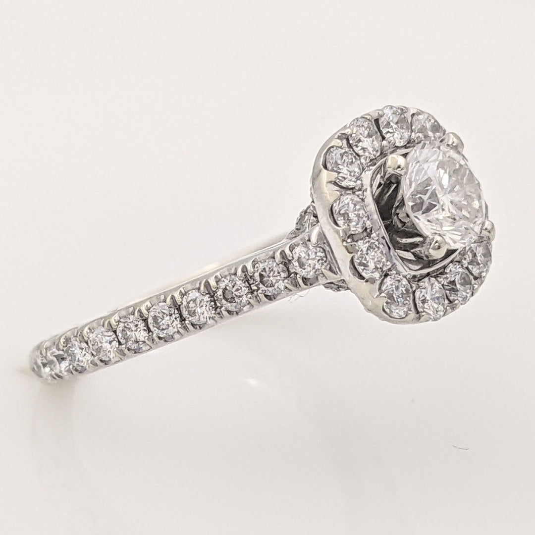 14K WHITE 1.13 CARAT TOTAL WEIGHT SI2 H DIAMOND ROUND (53) ESTATE HALO RING 3.9 GRAMS