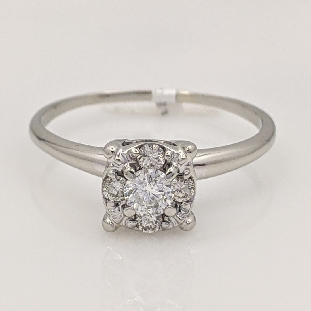 14K WHITE .41 CARAT TOTAL WEIGHT SI2 I DIAMOND ROUND (5) ESTATE RING 2.7 GRAMS