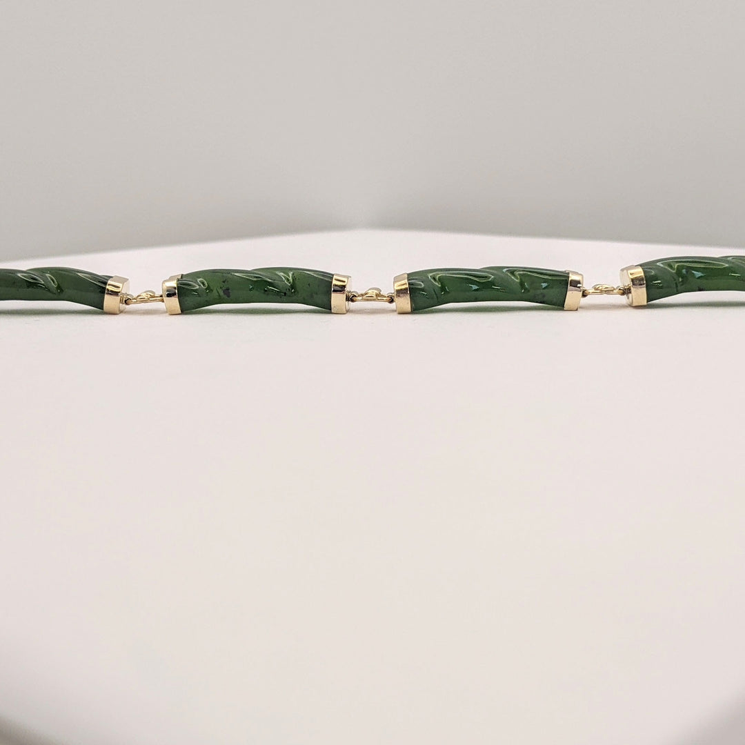14K JADE TWIST LINK (6) ESTATE BRACELET 10.5 GRAMS