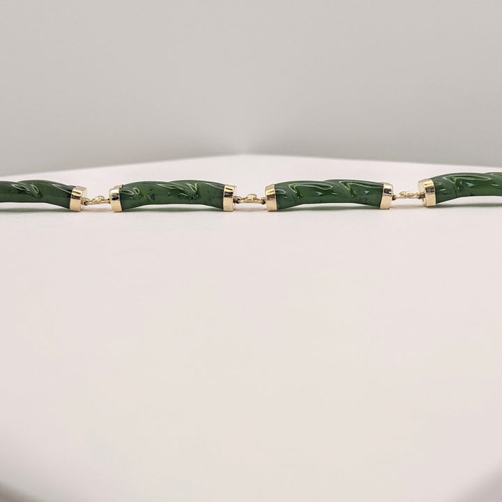 14K JADE TWIST LINK (6) ESTATE BRACELET 10.5 GRAMS