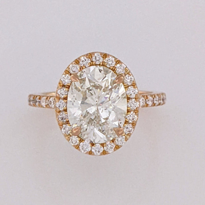 18K ROSE GOLD 2.37 CARAT TOTAL WEIGHT SI1 L DIAMOND OVAL (1) ROUND (34) ESTATE HALO RING 3.1 GRAMS
